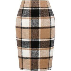 Stylish High Waist Plaid Wool Skirt for Women - Perfect for Fall and Winter